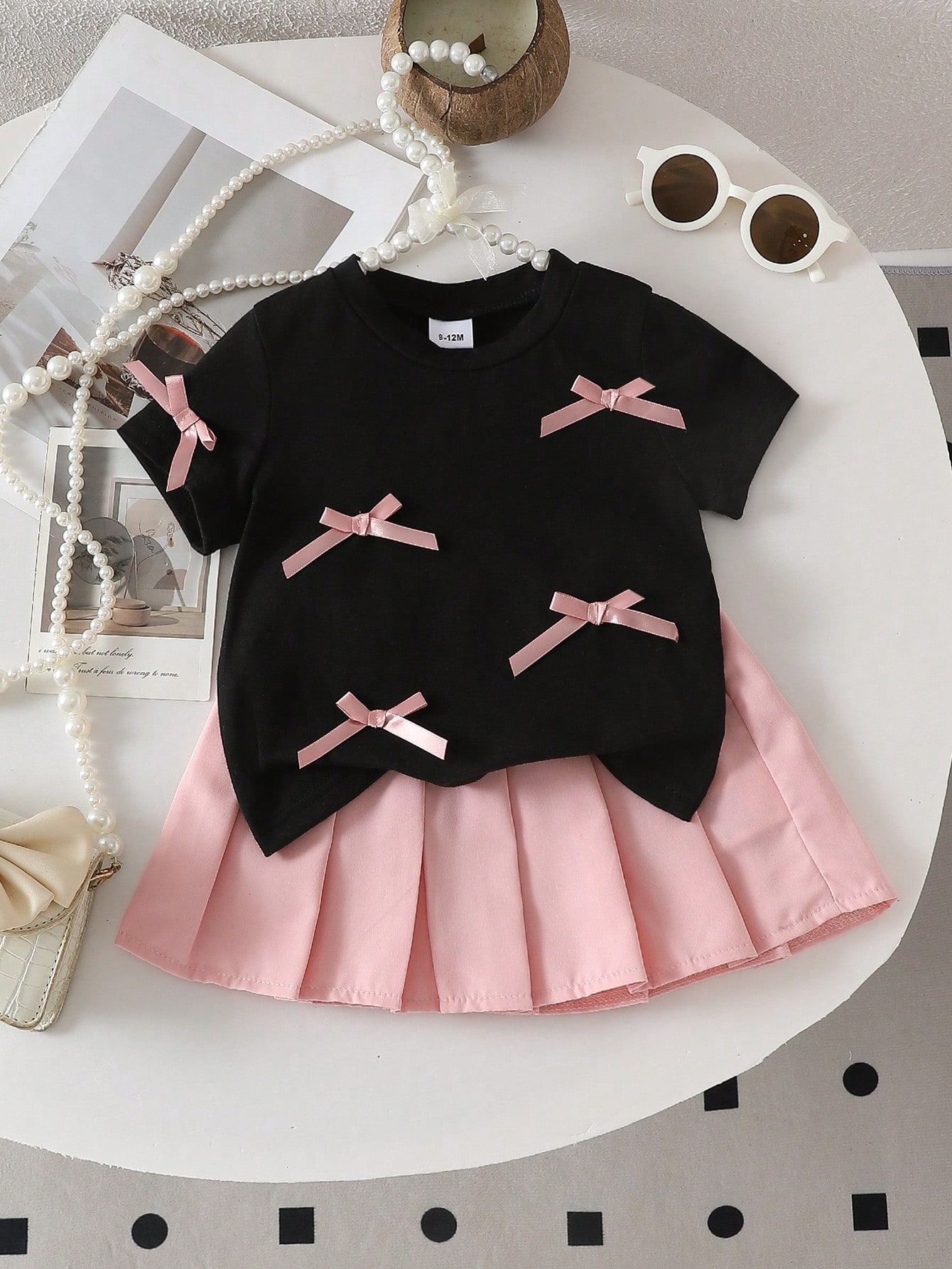 Outdoor Adventure Wear - Two-piece baby girl 3D bow casual