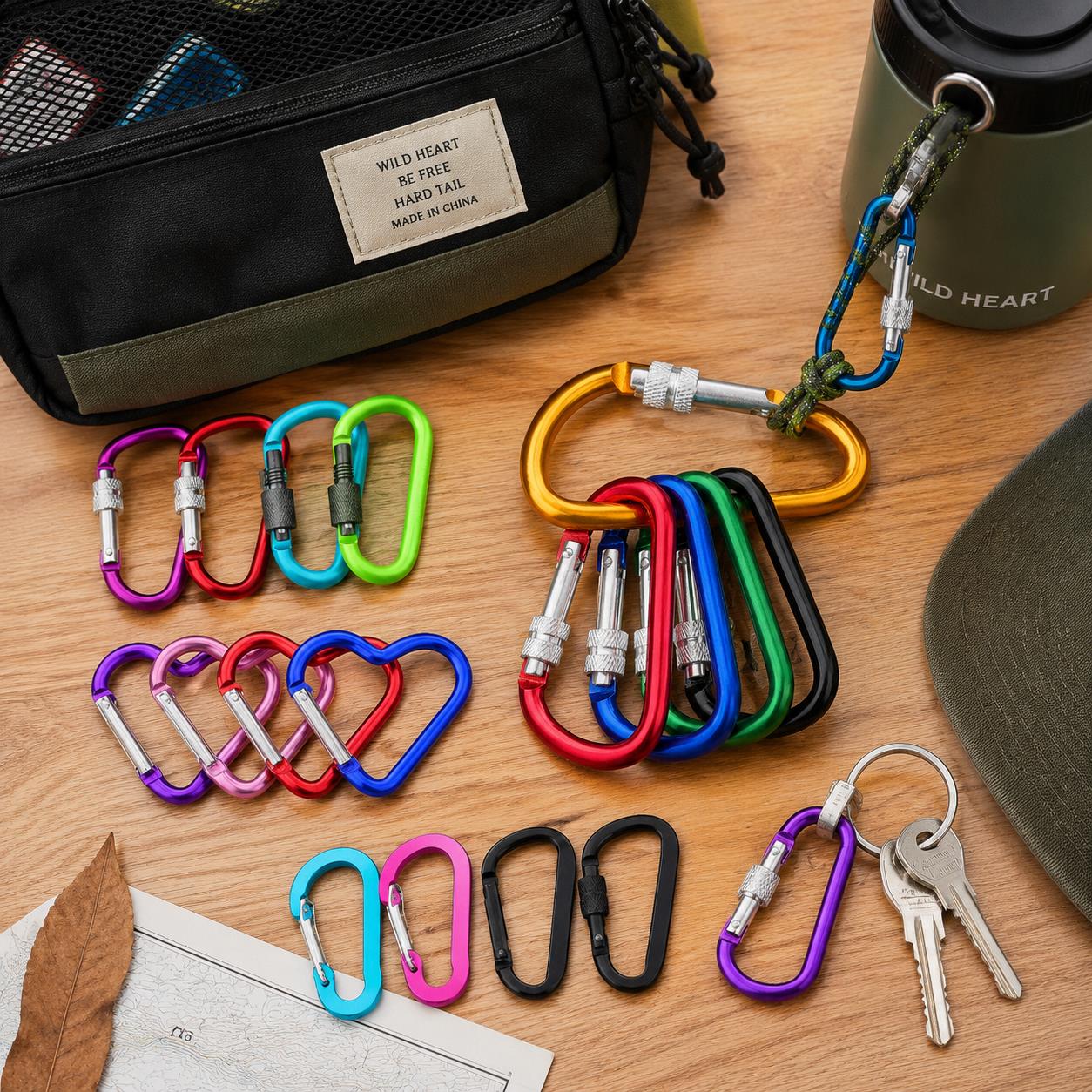 Carabiner Locking D - 6PCS Carabiner Packs – 5-8cm D-Shape,