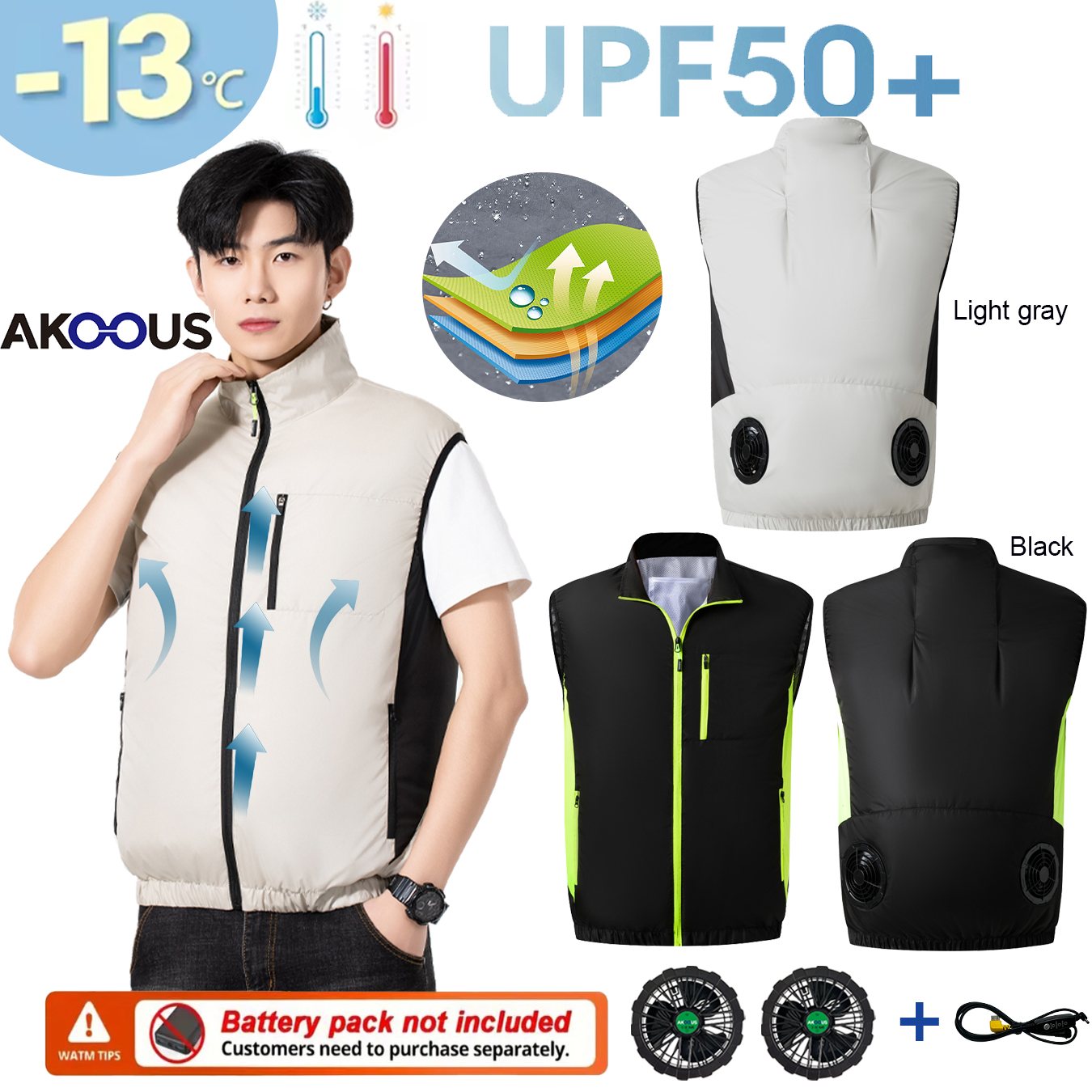 12V 5V USB Cooling 4 Fans Vest - Outdoor Adventure Clothing 评论和价格