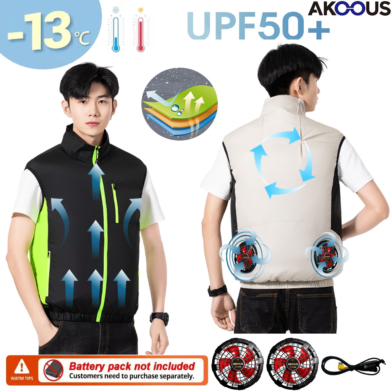 12V 5V USB Cooling 4 Fans Vest - Outdoor Adventure Clothing 评论和价格